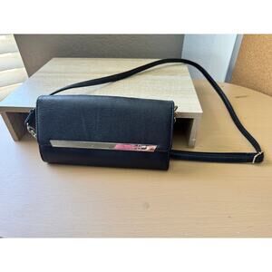 Jessica Simpson Black Accordion Clutch Crossbody Bag